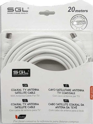 SGL Cablu Antenă Coaxial de sex masculin - Coaxial de sex feminin Alb 20m (196741)