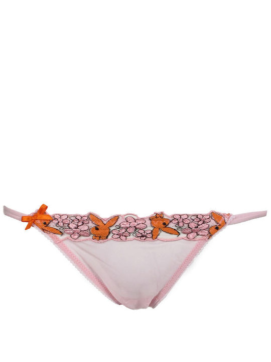 Σλιπ Playboy Floral Logo P511B-PINK Γυναικείο