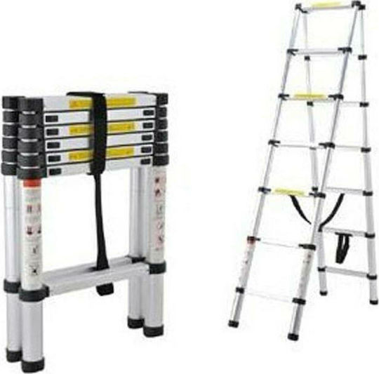 Inox Kiss Telescopic Ladder Aluminum 10 of Steps with Maximum Height 2.9m