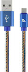 Gembird Premium Demin Geflochten USB 2.0 auf Micro-USB-Kabel Blau 1m (CC-USB2J-AMmBM-1M-BL) 1Stück