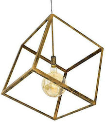 GloboStar Cube Pendant Lamp E27 Χρυσό Σκουριά Μεταλλικό Gold