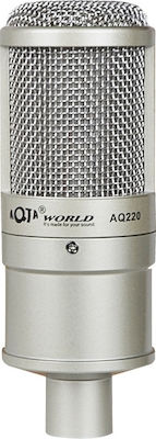 Condenser XLR Microphone AQ-220 Shock Mounted/Clip On for Voice In Silver Colour