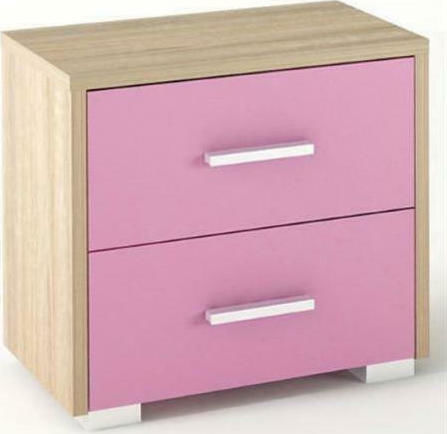 №7 Детско Нощно Шкафче Дървено Oak-Розово 50x34x48см №7 Детско Нощно Шкафче Дървено Oak-Розово 50x34x48см