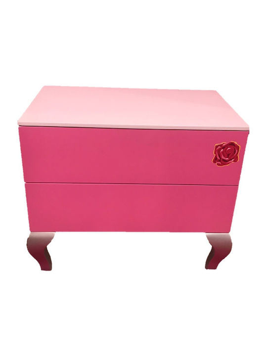 Wooden Kids Bedside Table Barka Pink 55x35x45cm