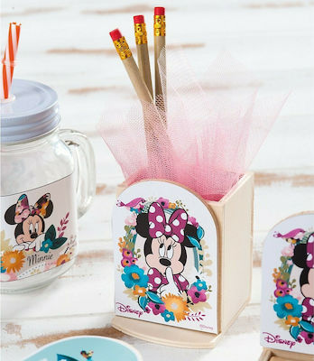 Christening Favor with Pencil Holder Minnie made of Wood