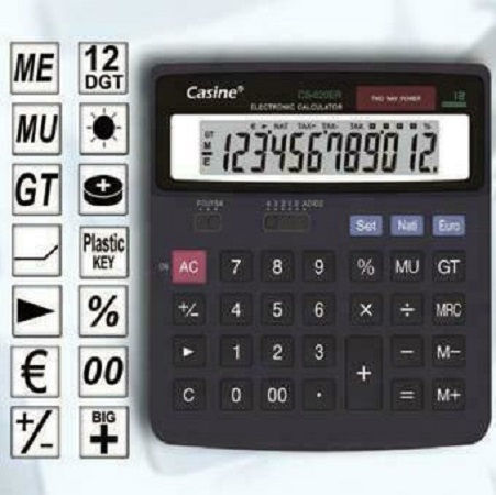 Casine CS-820ER Αριθμομηχανή 12 Ψηφίων σε Μαύρο Χρώμα