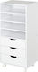 Office Storage Chipboard Drawer with Wheels & 3 Drawers White L40xW30xH83cm