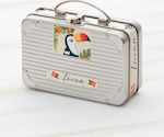 Christening Favor in Small Suitcase Τoucan made of Metal 18pcs