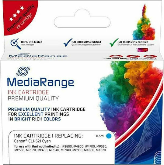 MediaRange Inkjet Printer Compatible Ink Canon CLI-521C 550 Pages 11.5ml Cyan