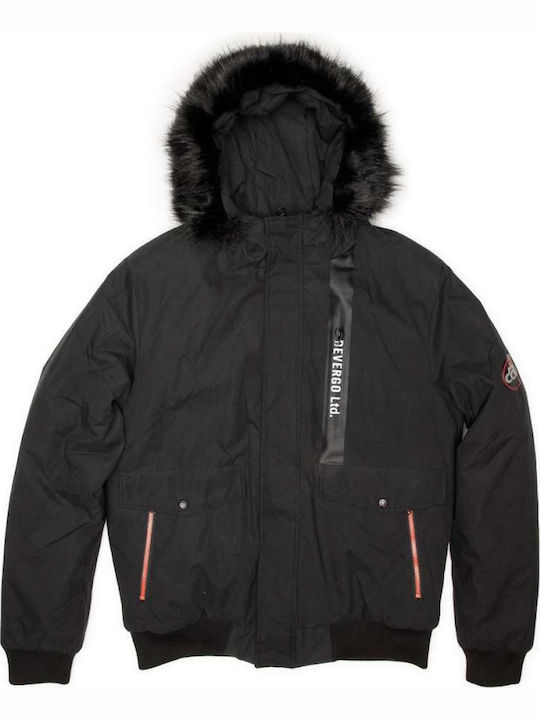 Devergo Herren Winter Jacke Lässig Schwarz