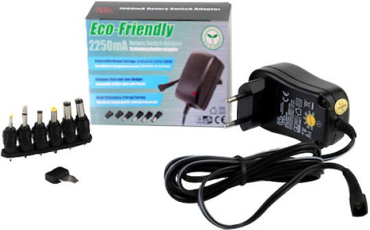 Minwa Universal Τροφοδοτικό Ρυθμιζόμενης Τάσης 3 έως 12V 2.25A με Ισχύ 27W με σετ βυσμάτων (MW-3IP25-GS/6XC)
