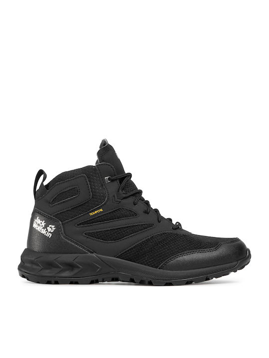 Jack Wolfskin Woodland Texapore Ανδρικά Ορειβατικά Μποτάκια Μαύρα