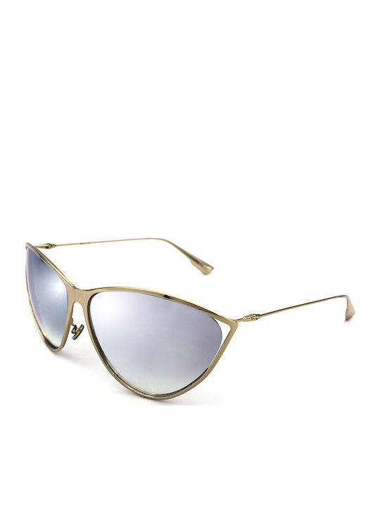 Dior New Motard Women's Sunglasses with Gold Metal Frame and Silver Mirror Lens