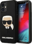 Karl Lagerfeld 3D Rubber Karl`s Head Umschlag Rückseite Silikon Schwarz (iPhone 12 mini) KLHCP12SKH3DBK