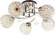Keskor Κλασική Πλαφονιέρα Οροφής με Ντουί E27 με Κρύσταλλα σε Ασημί χρώμα 56cm Χρώμιο