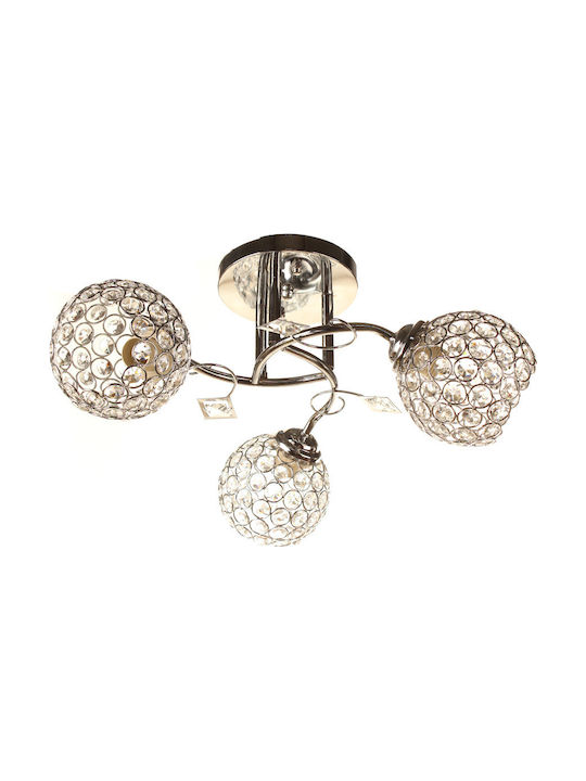 Keskor Classic Ceiling Mount Light with Socket E27 with Crystals in Silver color 46pcs Chrome