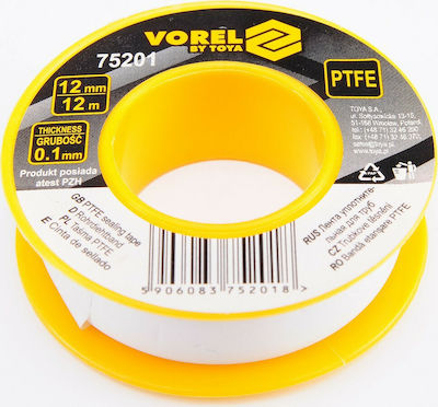 Vorel Etanșant pentru Filet de Țeavă Ταινία Teflon 12mx12mmx0.1mm