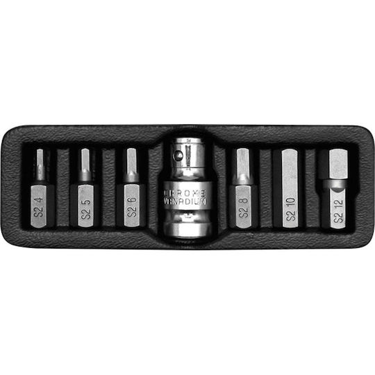 Yato Set Allen Walnut with Allen Head and Socket 1/2'' H10 / H12 / H8 / H4 / H5 / H6x30mm 7pcs