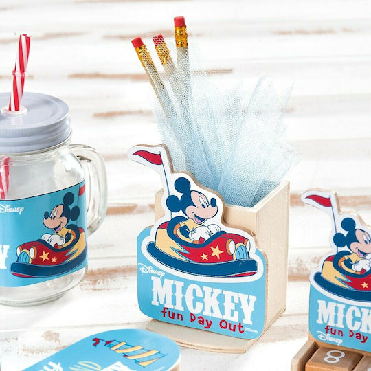 Taufgeschenk mit Stifthalter Mickey Fun Day Out aus Holz 24cm