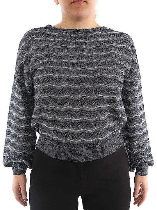 Only Damen Langarm Pullover Gestreift Gray