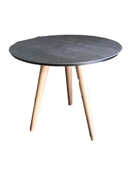 Round Solid Wood Coffee Table Gray L50xW50xH45cm