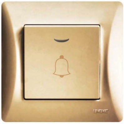 Lineme Complete Wall Push Bell Button with Frame με Λυχνία Gold 50-00108-9