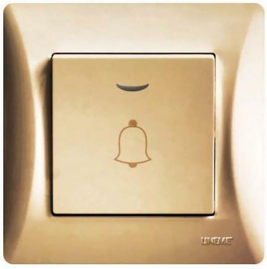 Lineme Complete Wall Push Bell Button with Frame με Λυχνία Gold 50-00108-9