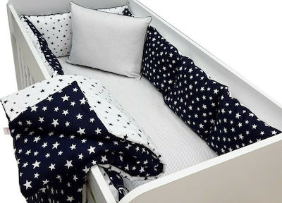 Beboulino Baby Crib Bedding Set Stars 5pcs Blue