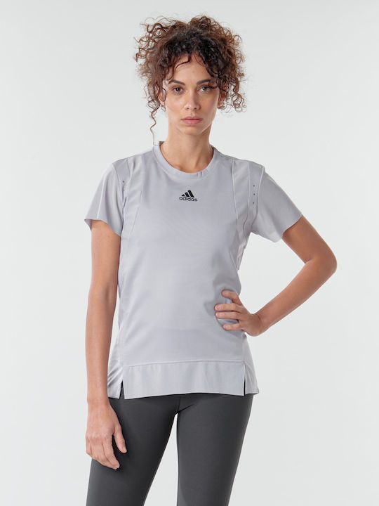 Adidas Training Heat.Rdy Αθλητικό Γυναικείο T-shirt Γκρι
