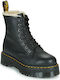 Jadon Faux Fur Lined Leather Women's Ankle Boots with Fur Black