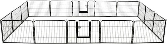 vidaXL Metal Dog Park with 16 Panels 60x80cm Black
