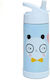 Petit Monkey Kids Water Bottle Thermos Stainless Steel with Straw Non Spill Blue 350ml