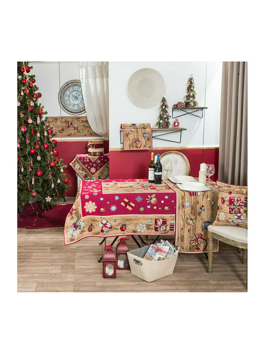 Teoran Gift Weihnachts- Tischtuch Stoff Rot B140xL140cm. 1Stück gift-trapezomantilo-59319