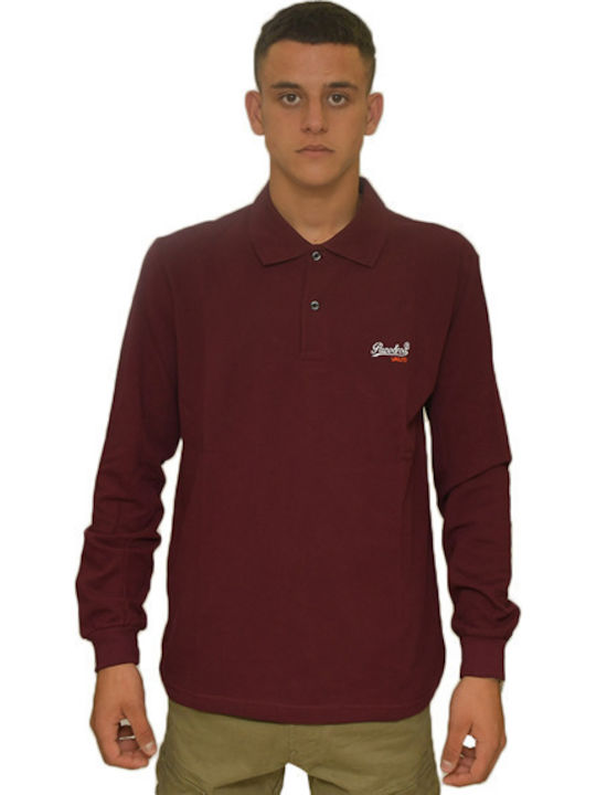 Paco & Co Men's Long Sleeve Blouse Polo Burgundy