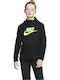 Fleece Kids Sweatshirt with Hood and Pockets Black Sportswear Club