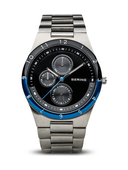 Bering Time Uhr Chronograph Batterie mit Silber Metallarmband