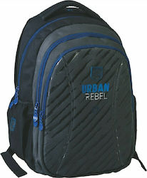 Uni Pap Urban Rebel Σχολική Τσάντα Πλάτης Γυμνασίου - Λυκείου σε Μαύρο χρώμα Μ34 x Π20 x Υ46cm