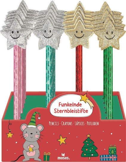 Moses Fancy Xmas Sparkling Star Μολύβι HB (Διάφορα Χρώματα)
