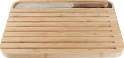 Pebbly Rectangular Bamboo Chopping Board Set for Bread with Knife Brown 36x26cm 2pcs