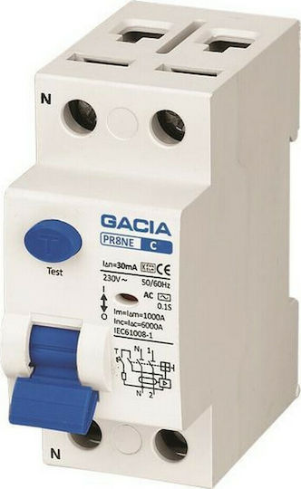 Gacia Phase Relays Leckage der Erde 63A Double Pole with Voltage 230V 2Χ63Α 6KA 30mA Typ A