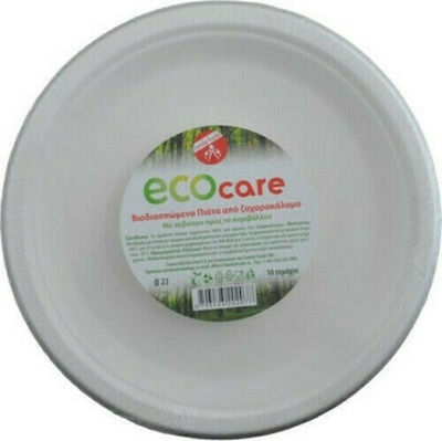 ECOCARE Plate Βιοδιασπώμενα Πιάτα Μεγάλα 23cm 10pcs