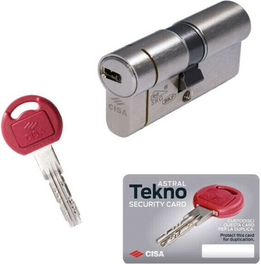 Cisa Lock Cylinder Security Astral Tekno Pro 80mm (30-50) with 5 Keys Silver