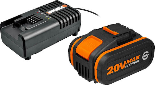 Worx Σετ Μπαταρίας Λιθίου Χωρητικότητας 4Ah 20V με Φορτιστή