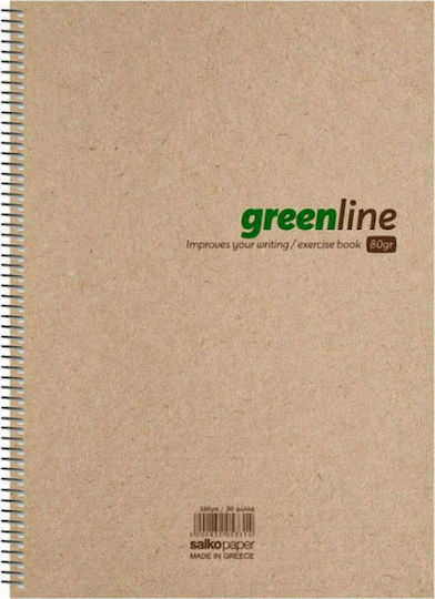 Salko Paper Spiral Heft Geregelt B5 180 Blätter 3 Themen Greenline 1Stück
