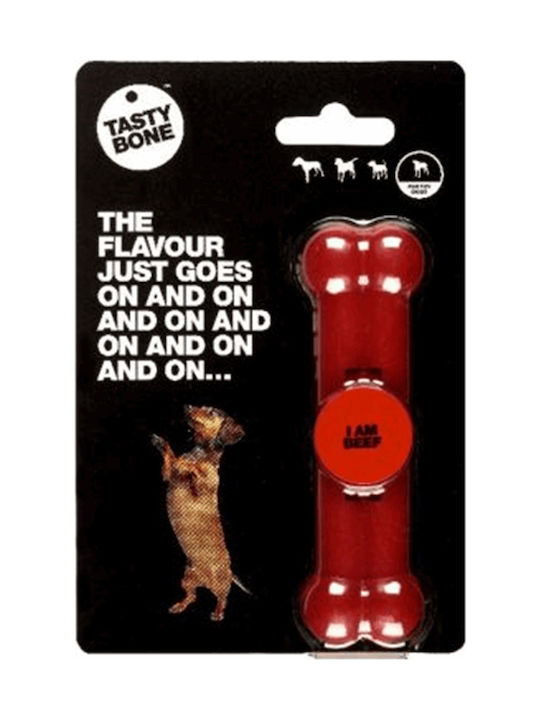 Tasty Bone Beef Nylon Plastic Bone Toy for Puppy with Flavor Beef Small 11εκ. Brown