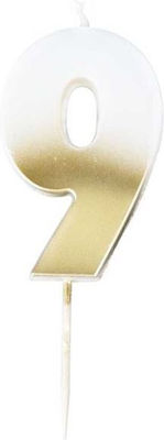 Ginger Ray Birthday Candle Number "9" in Gold Color MIX-225