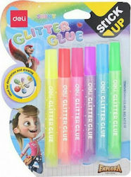 Deli Κόλλα Glitter Πολύχρωμη 12ml 6τμχ