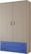 Nr 3 Zwei Türen Kinderkleiderschrank mit 2 Schubladen Lapte-Blau 90x50x180cm