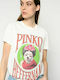 Pinko Frida Chi-Halo Γυναικείο T-shirt Λευκό με Στάμπα