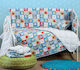 Nef-Nef Homeware Happy Monster Baby Quilt Baumwolle Aqua 90x140cm 014962